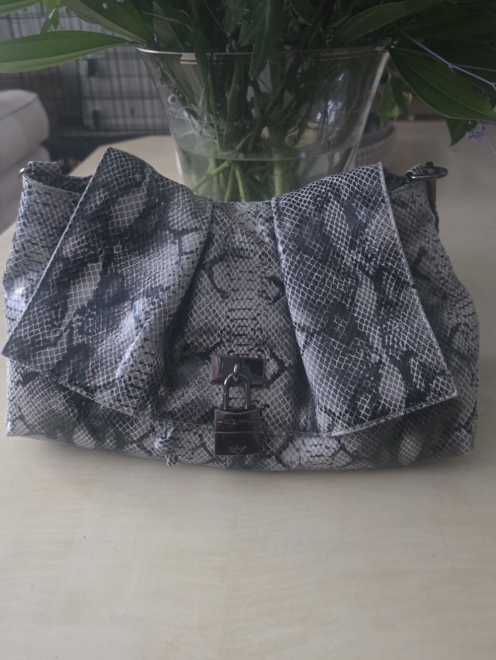 Sharif Legacy Hang Lock Gray Multi Python Shoulder Bag